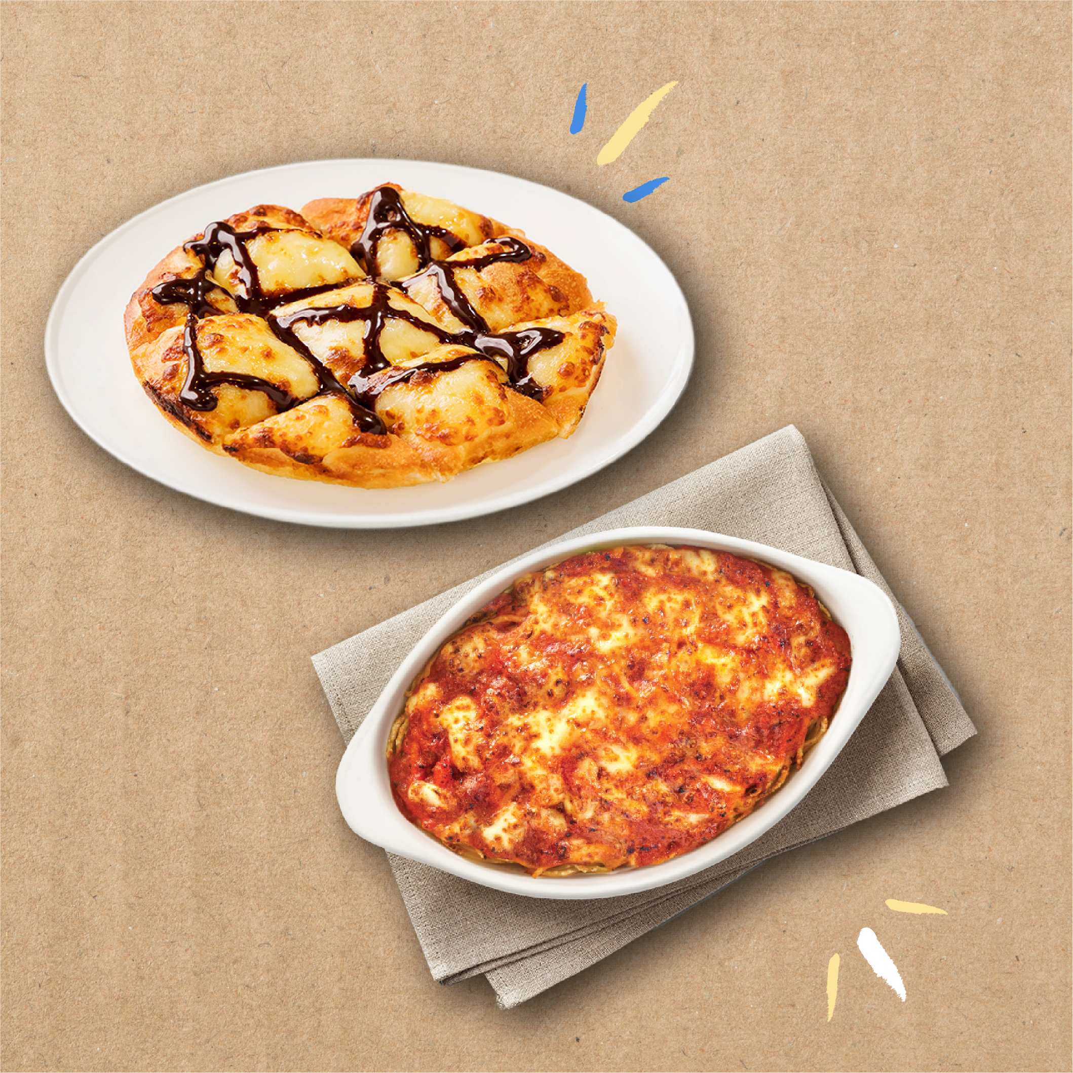 以2,000積分＋$25換購拿破崙香烤芝士意粉1客或以900積分＋$25換購朱古力醬威尼斯迷你批1客